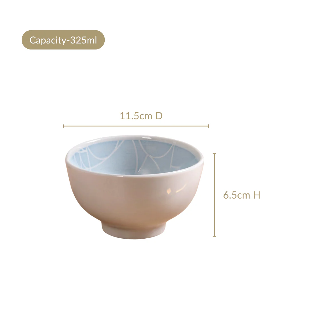 Monvia Art Deco Printed Snack Bowl Set Of 4 Blue 325ml - Image 4