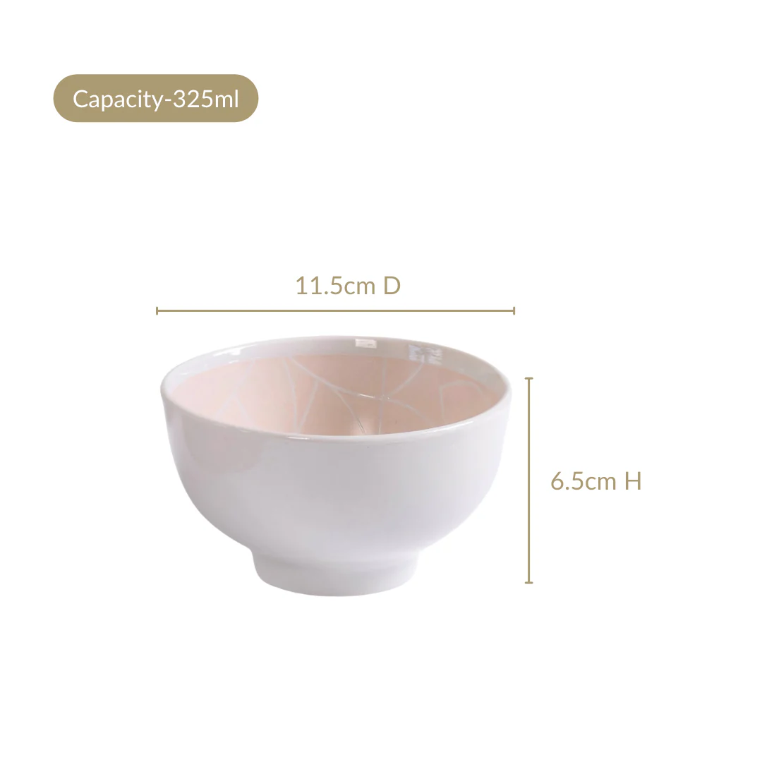 Monvia Pastel Pink Art Deco Style Snack Bowl Set Of 4 325ml - Image 4