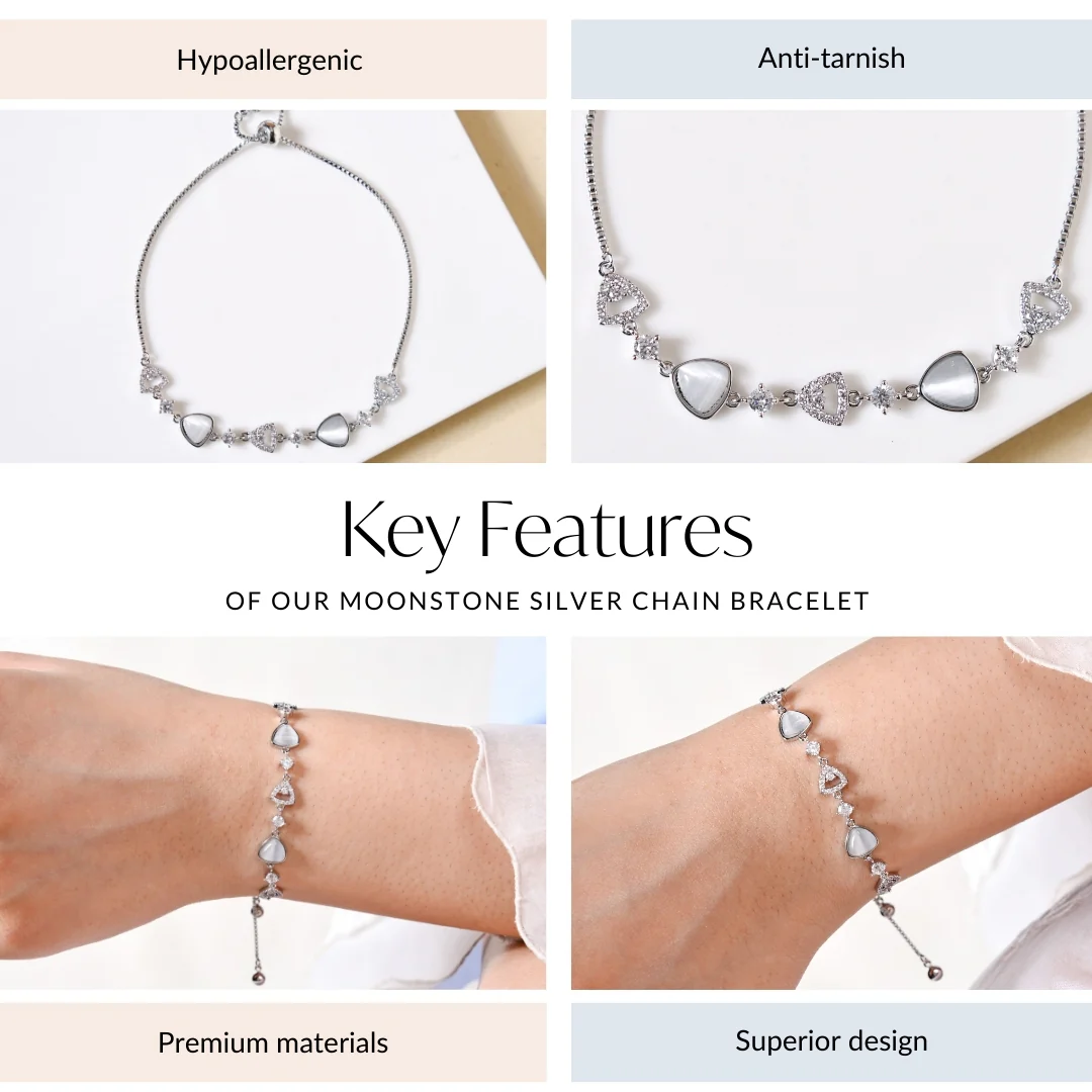 Moonstone Silver Chain Bracelet - Image 4