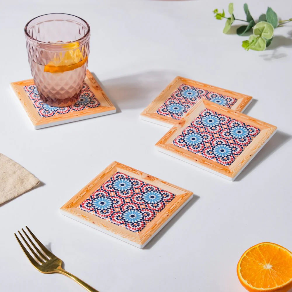 Moroccan Framed Ceramic Coaster Set Of 4 - Image 2