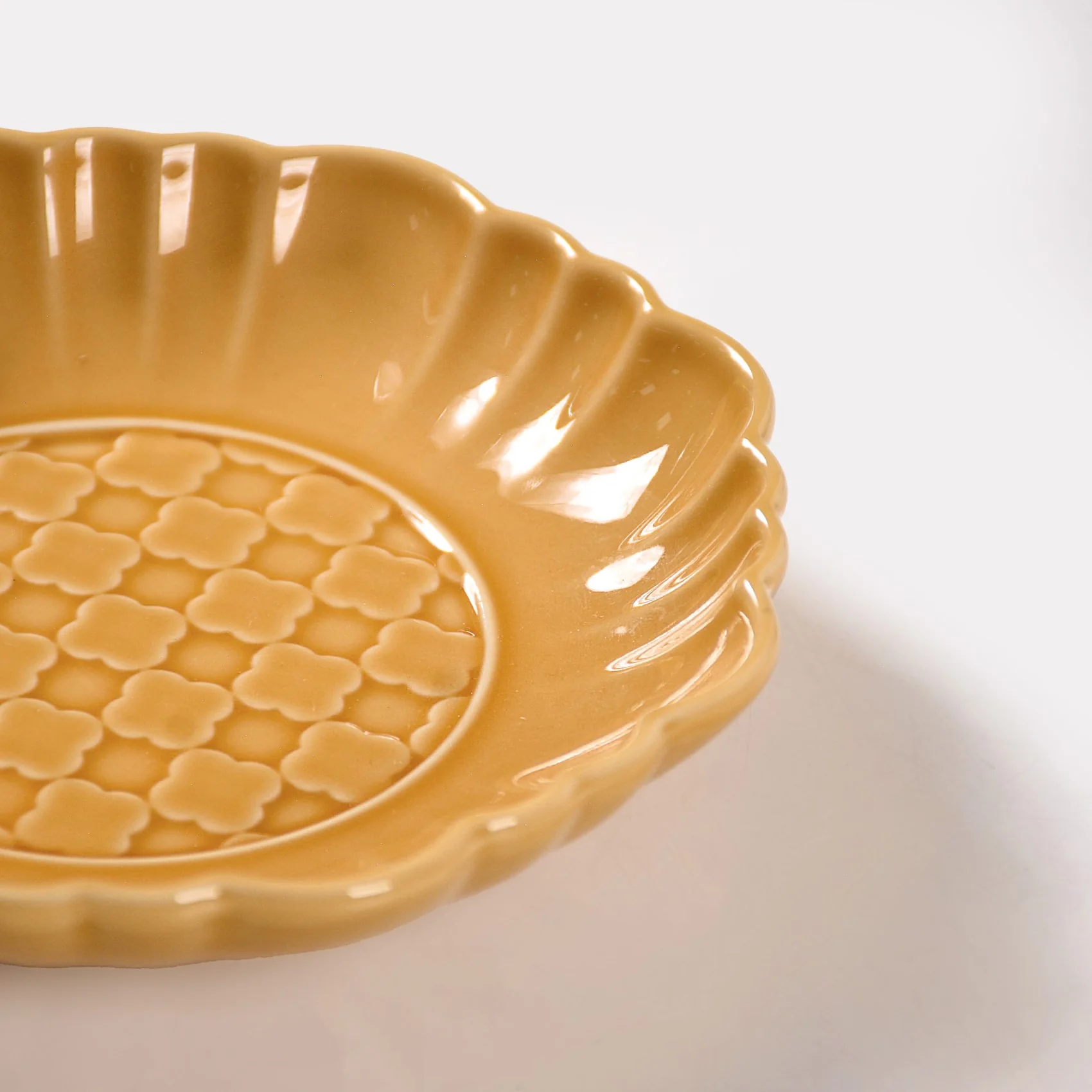 Moroccan Motif Dessert Plate Set Of 4 Yellow Ochre 6 Inch - Image 3