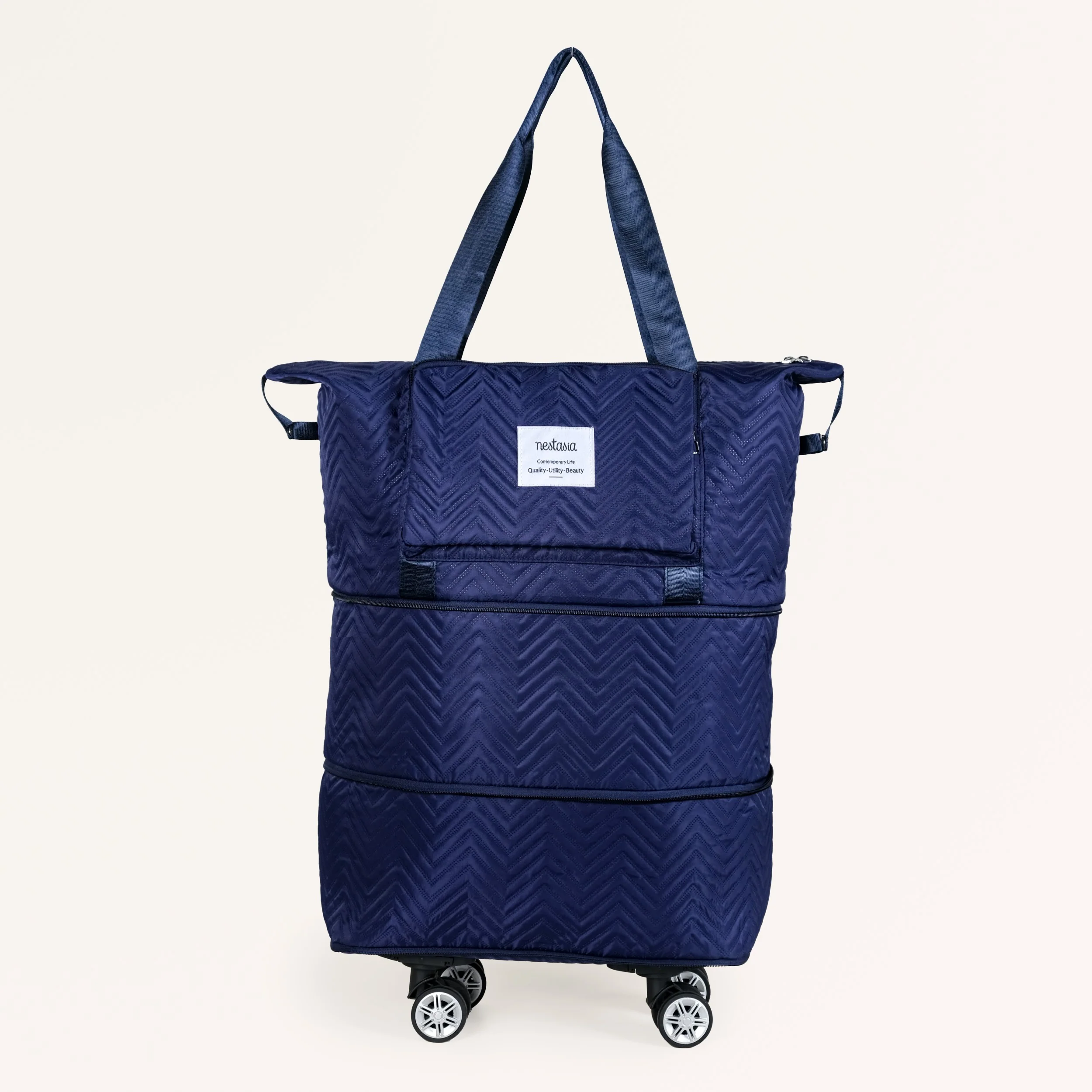 Movo Dual Expansion Travel Bag With Removable Wheels Dark Blue