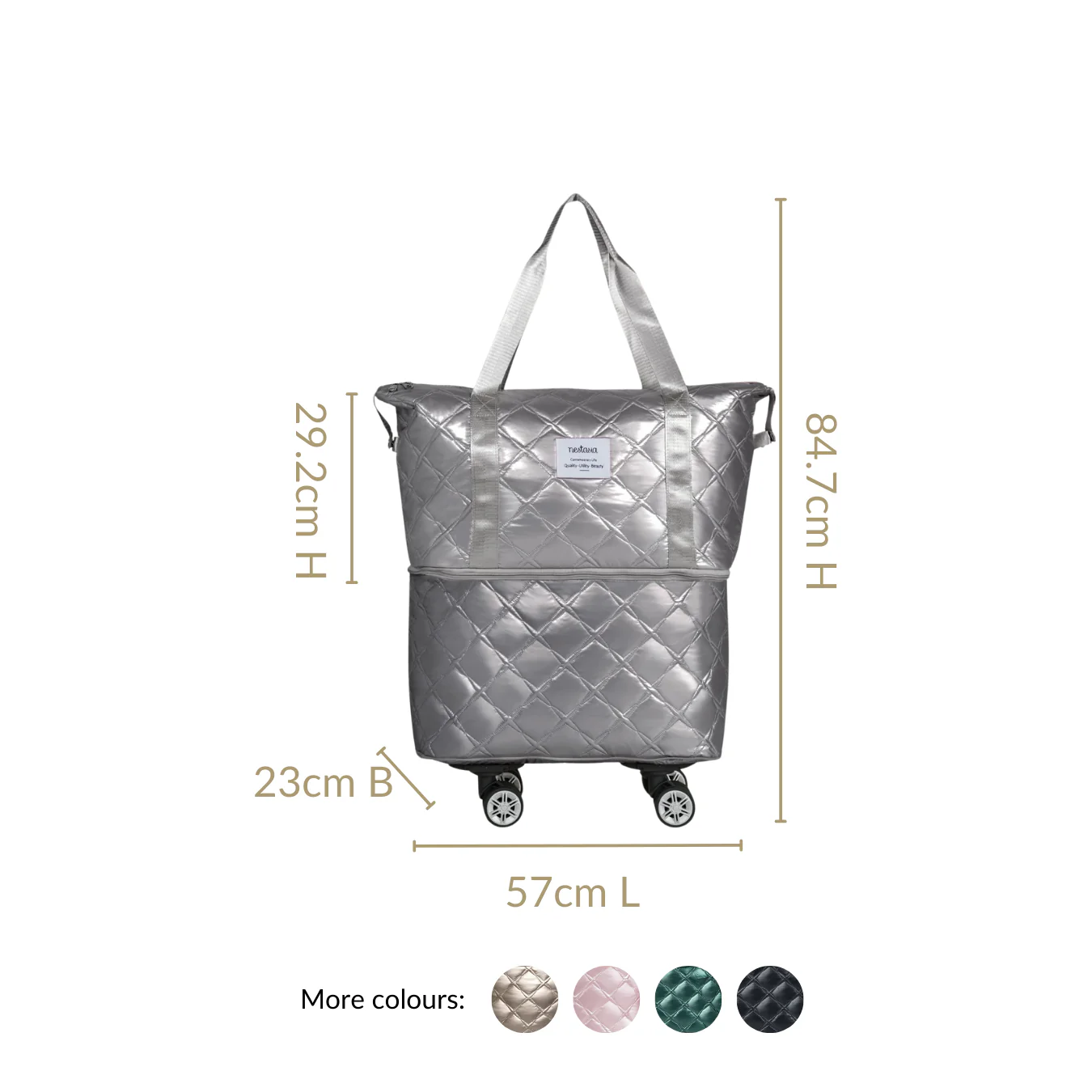 Movo Expandable Travel Bag With Removable Wheels Silver - Image 4