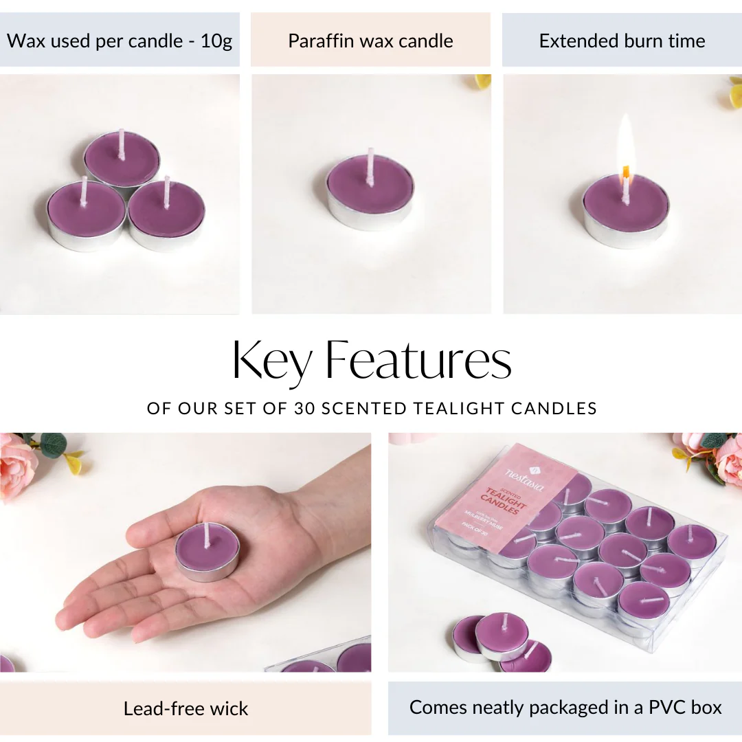 Mulberry Muse Fragrant Tealights Set Of 30 - Image 5