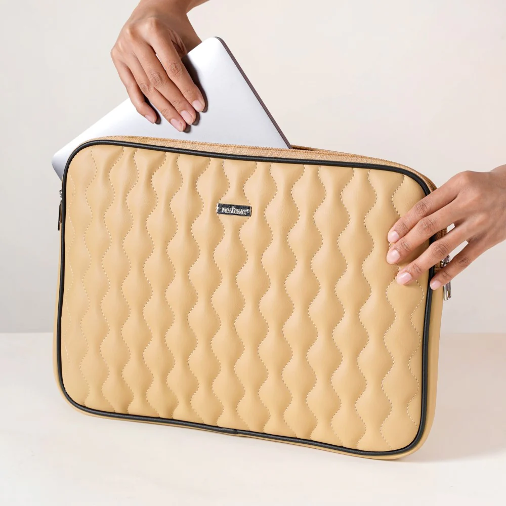 Multi Functional Water Resistant Laptop Sleeve Beige - Image 2