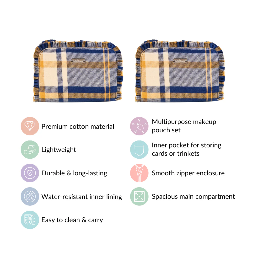Multipurpose Cotton Frill Makeup Organizer Set Of 2 Blue - Image 4