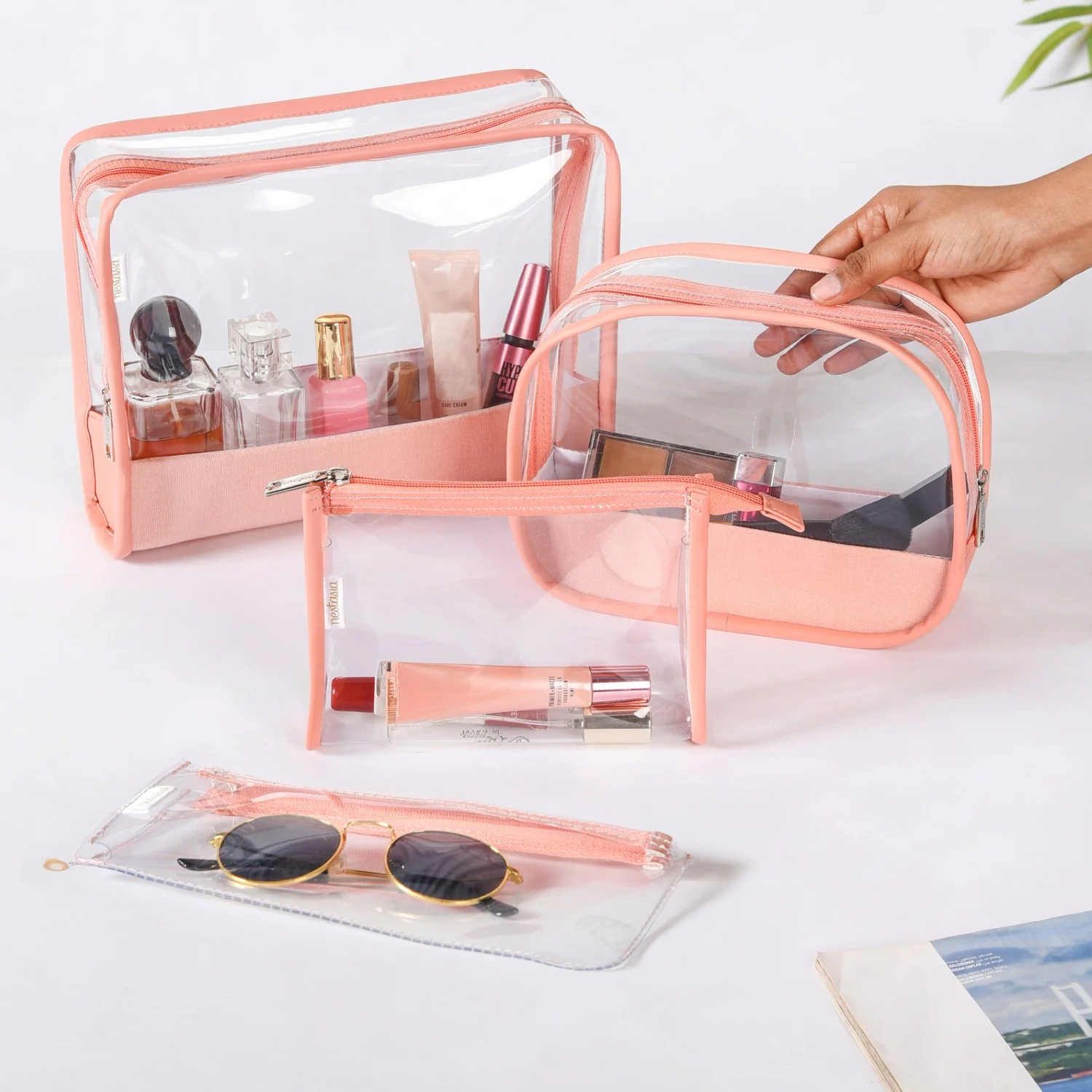 Multipurpose Makeup And Travel Pouch Set Of 4 Pink - Image 2
