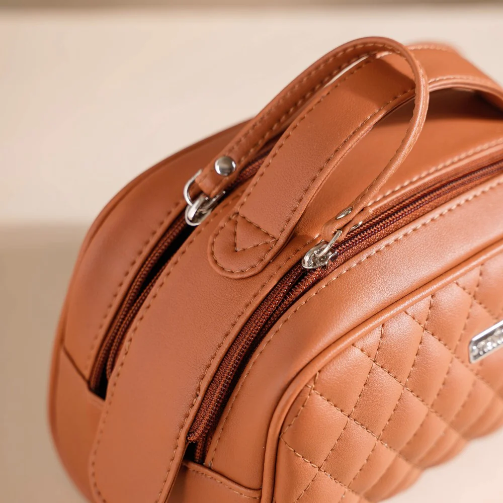 Multipurpose Quilted Vanity Pouch Brown - Image 12
