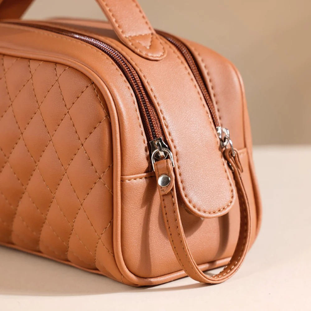 Multipurpose Quilted Vanity Pouch Brown - Image 14