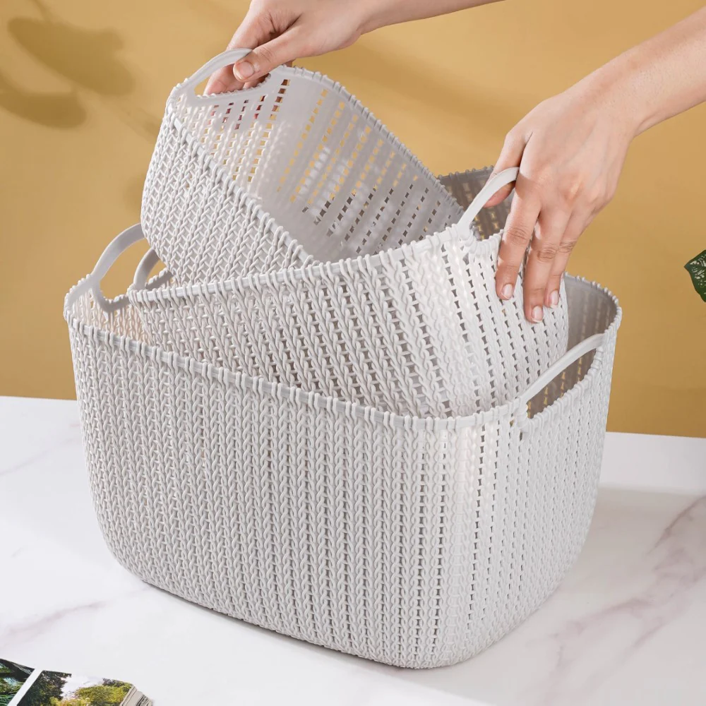 Multipurpose Storage Basket Grey Set Of 3 - Image 2
