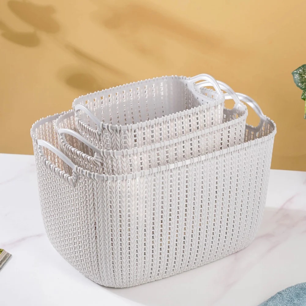 Multipurpose Storage Basket Grey Set Of 3 - Image 3