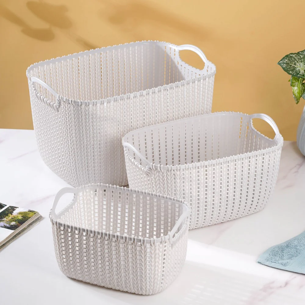 Multipurpose Storage Basket Grey Set Of 3 - Image 4