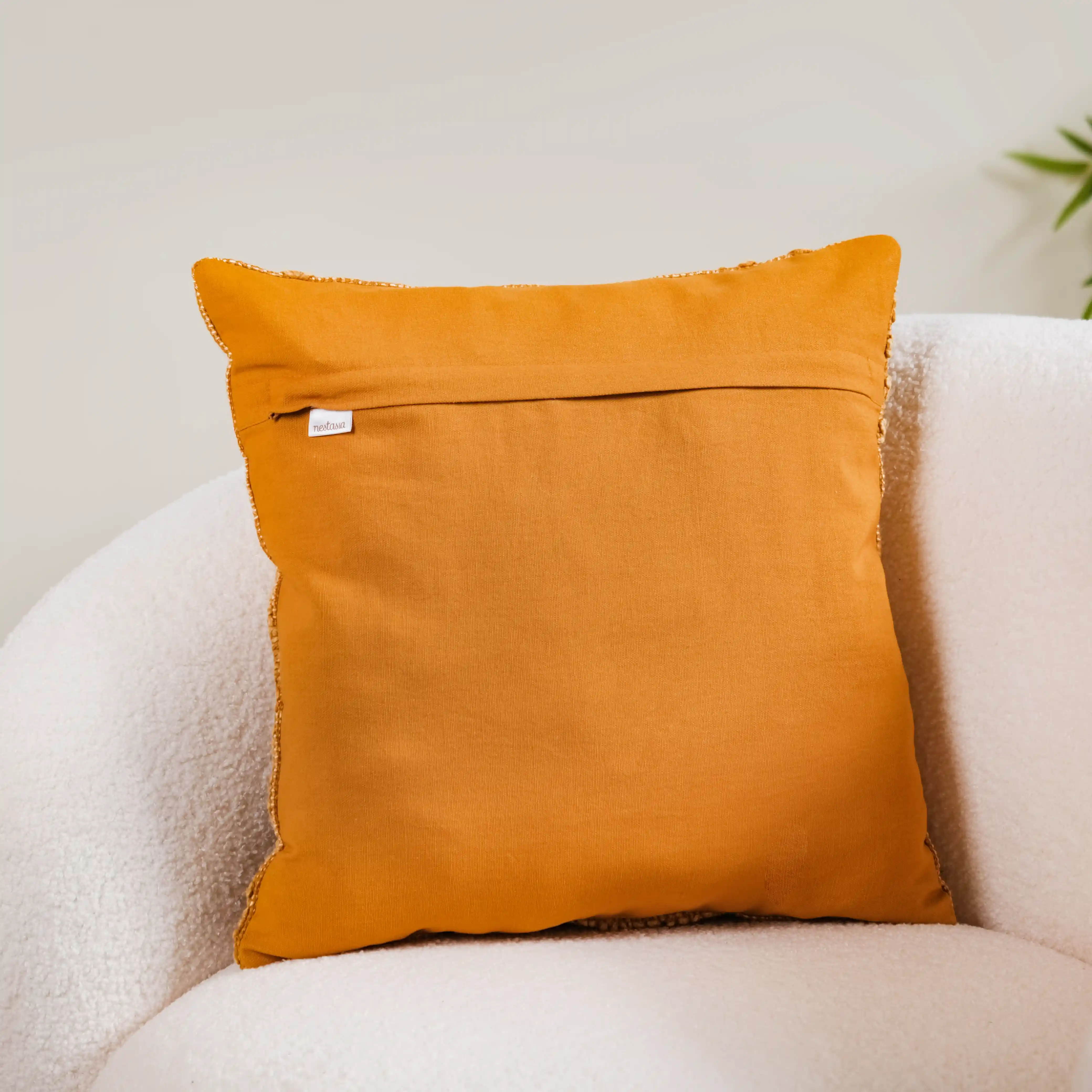 Mustard Tone On Tone Embroidered Cushion Cover 16x16 Inch - Image 8