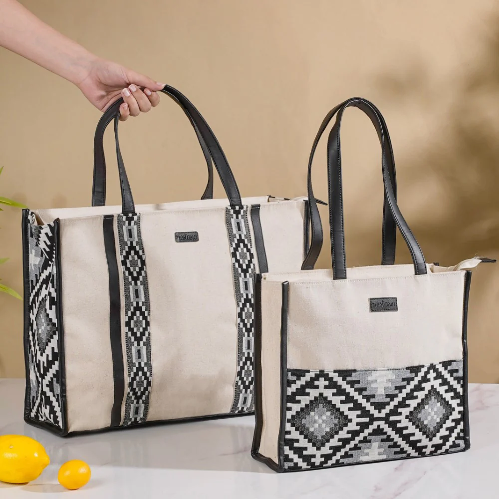 Nahua Canvas Magazine Tote Bag Set Of 2 - Image 2