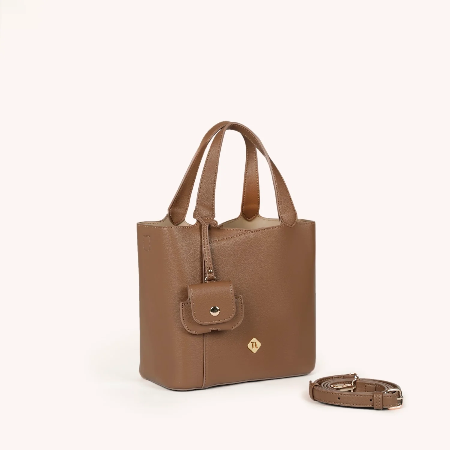 Nara Brown Tote Bag With Sling - Image 3