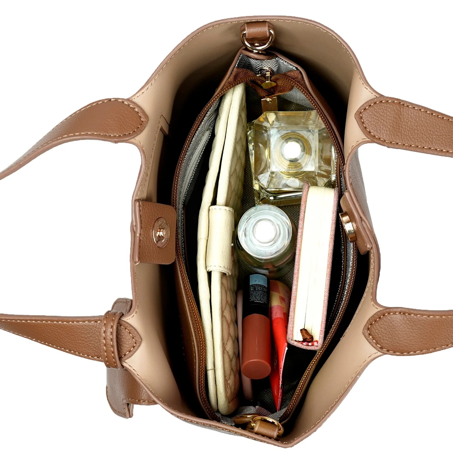 Nara Brown Tote Bag With Sling - Image 9