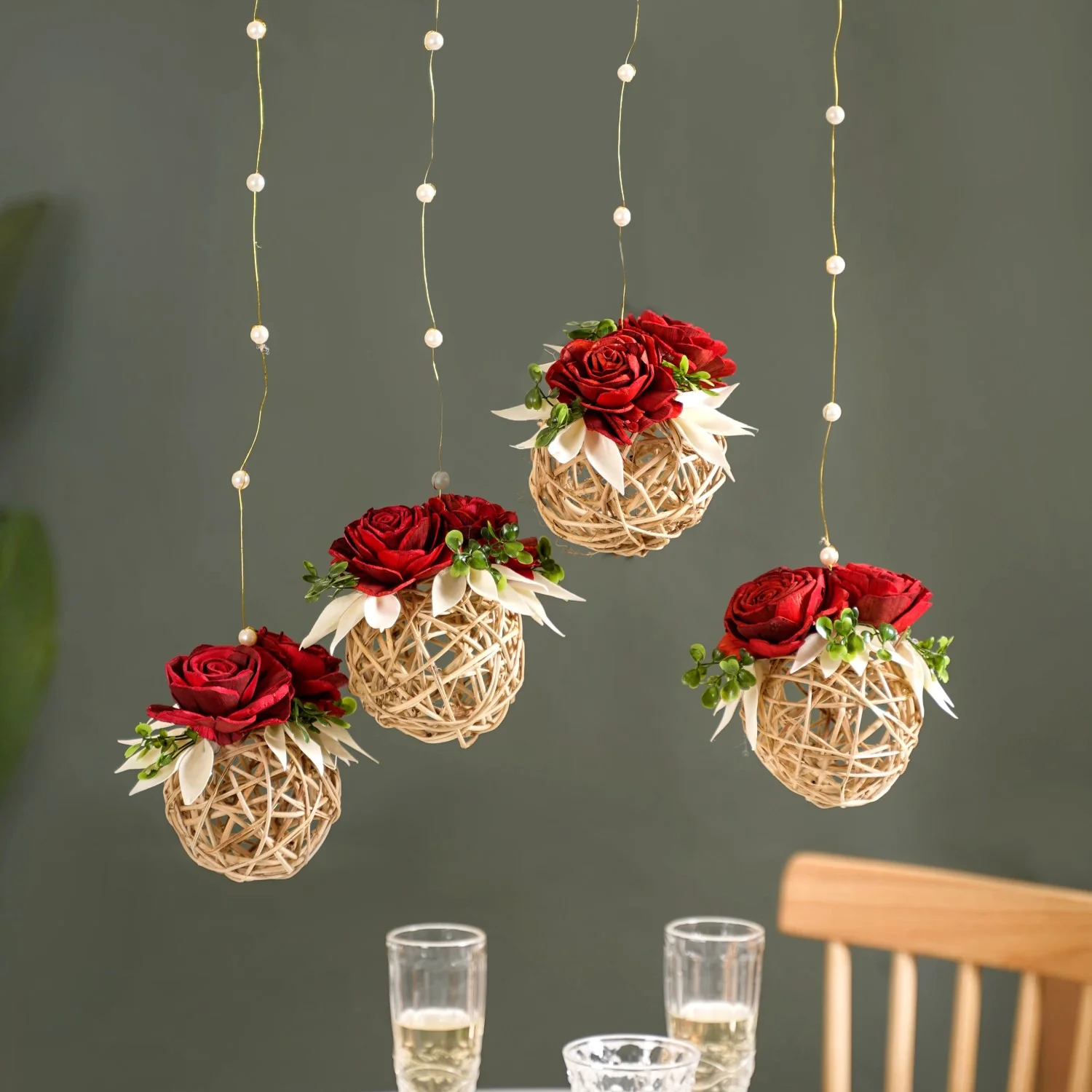 Natural Rose Rattan Wall Hanging Set Of 12 - Image 7