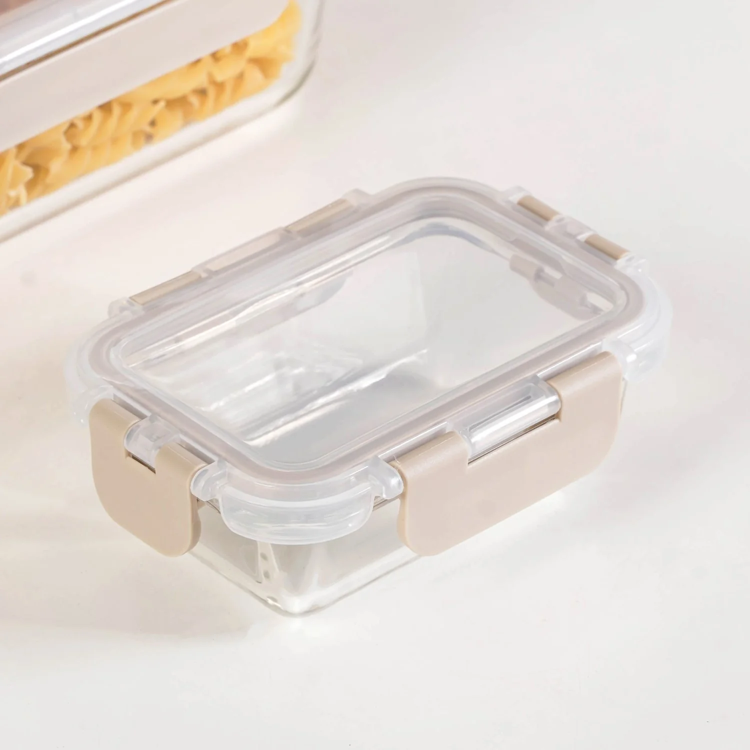 Nestro Leakproof Stackable Food Storage Lunch Box Set Of 4 Beige S 185ml M 370ml L 600ml XL 1000ml - Image 6