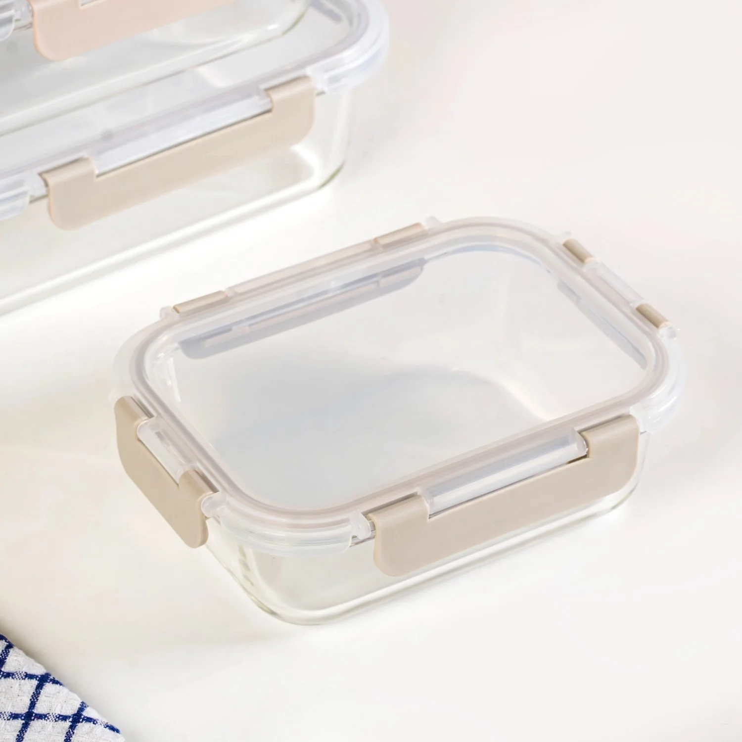 Nestro Microwave Safe Stackable Food Storage Box Set Of 4 Beige S 370ml M 600ml L 1000ml XL 1500ml - Image 8