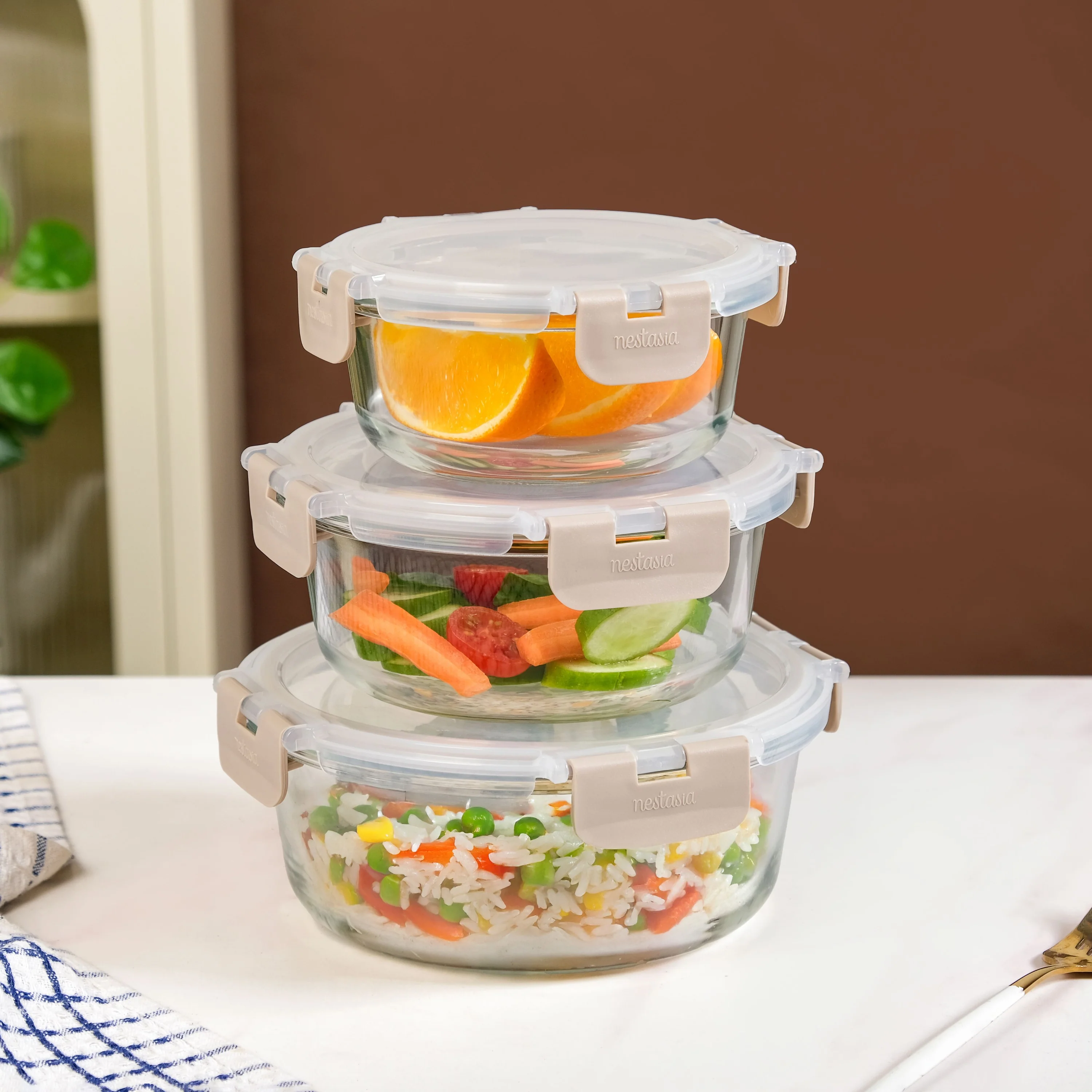 Nestro Pro Leakproof Food Containers Set Of 3 Round 400ml 600ml 950ml