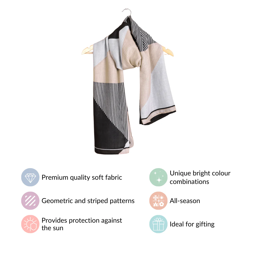 Neutral Colour Designer Women's Scarf - Image 4