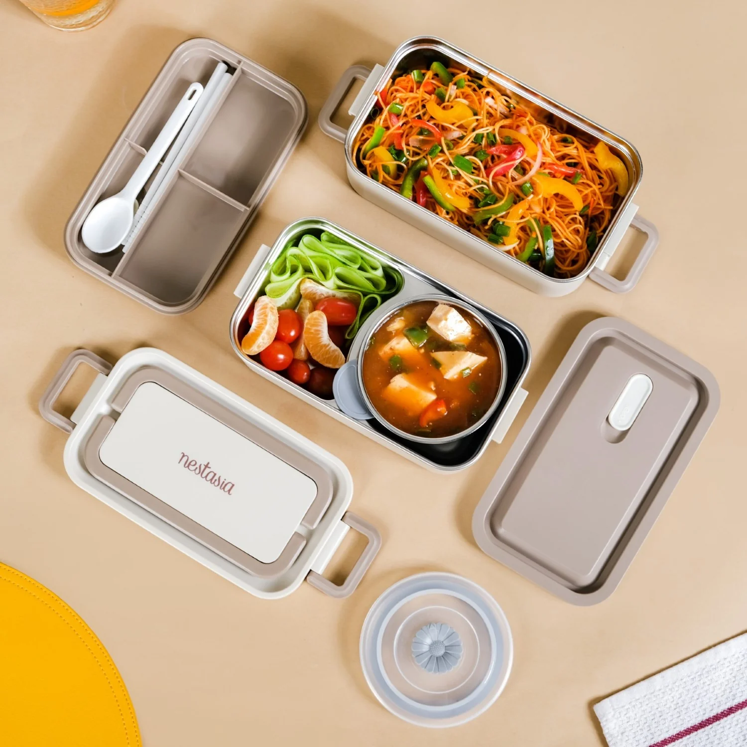 Ninja Airtight Double Decker Bento Lunch Box Matte Beige 2000ml - Image 2