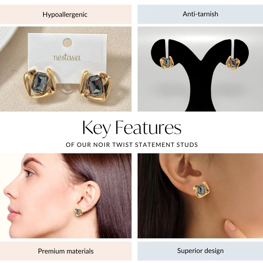 Noir Twist Statement Studs - Image 6