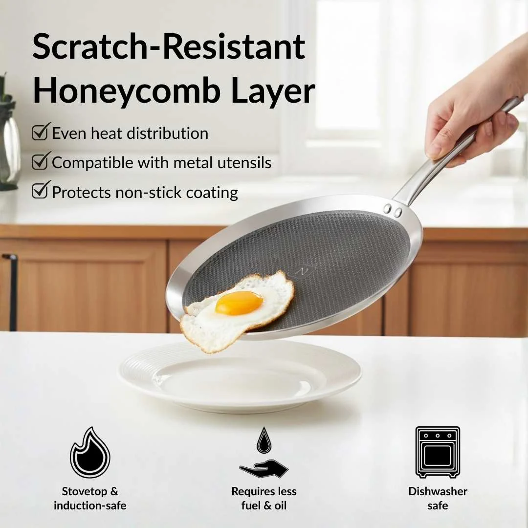 Non Stick Triply Induction Safe Honeycomb Dosa Tawa 32cm - Image 5