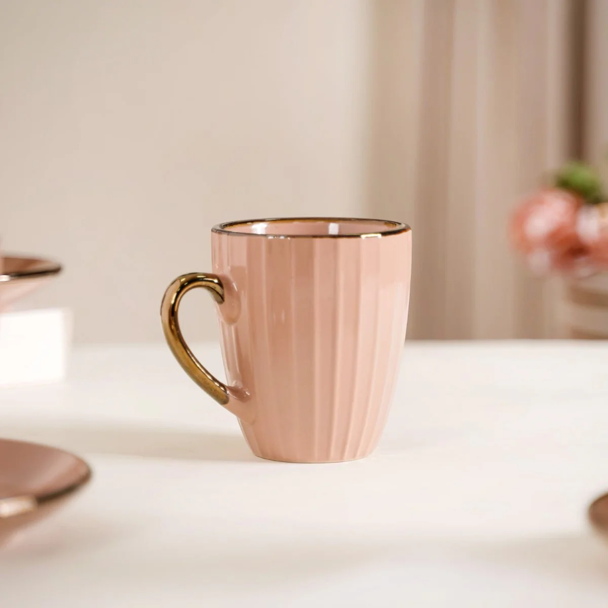Nori Cup and Saucer Set Of 6 Champagne Pink 250ml - Image 3