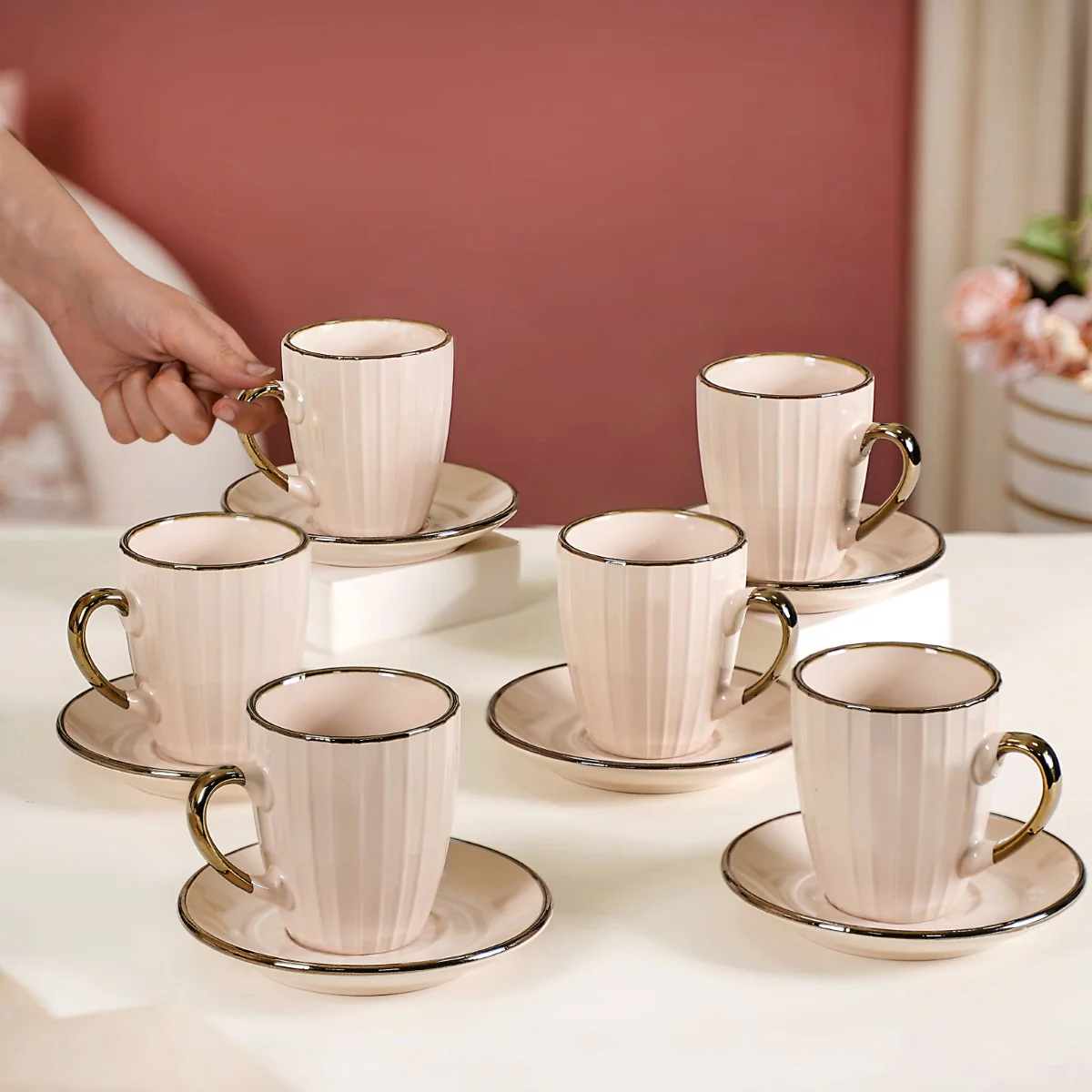 Nori Cup And Saucer Set Of 6 Linen White 250ml - Image 2