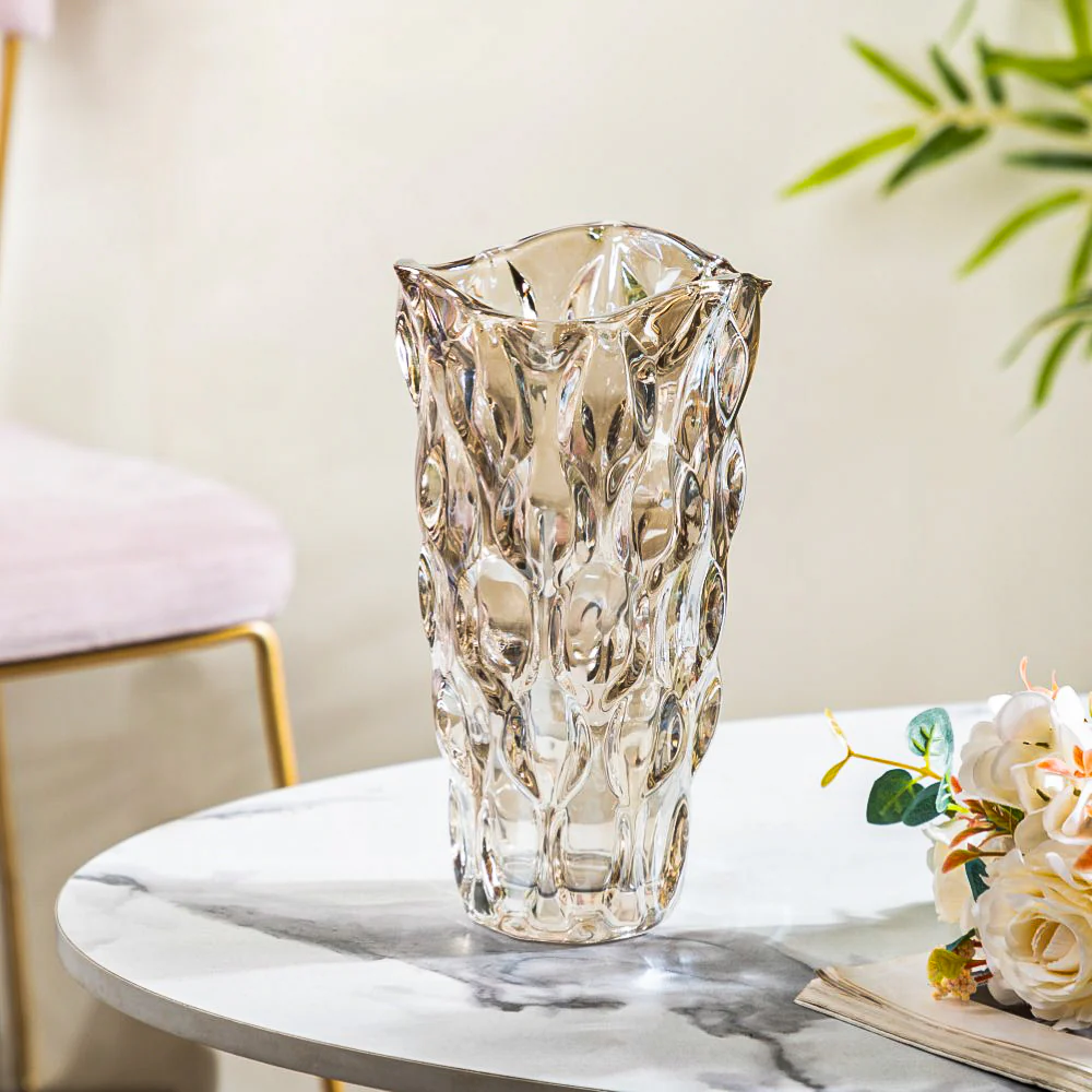 Oasis Crystal Glass Vase Amber Small 9 Inch - Image 5