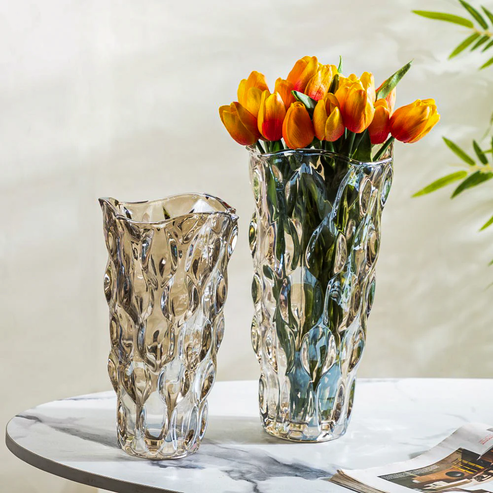 Oasis Crystal Glass Vase Amber Small 9 Inch - Image 6