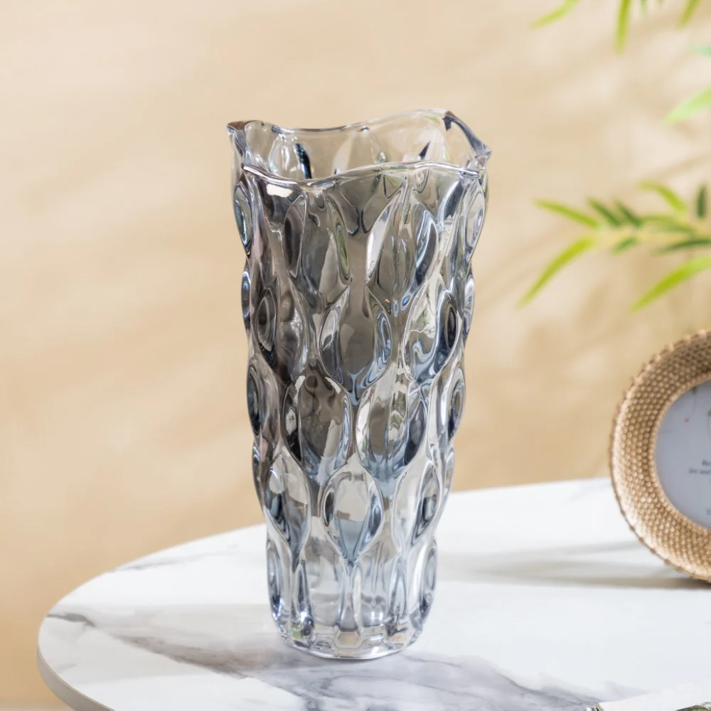 Oasis Crystal Glass Vase Grey Large 11 Inch - Image 4