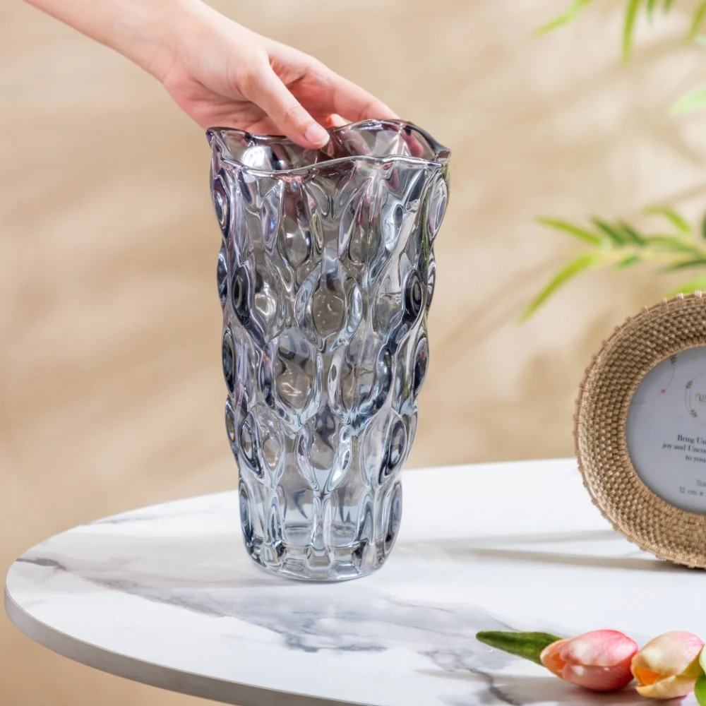 Oasis Crystal Glass Vase Grey Small 9 Inch - Image 2