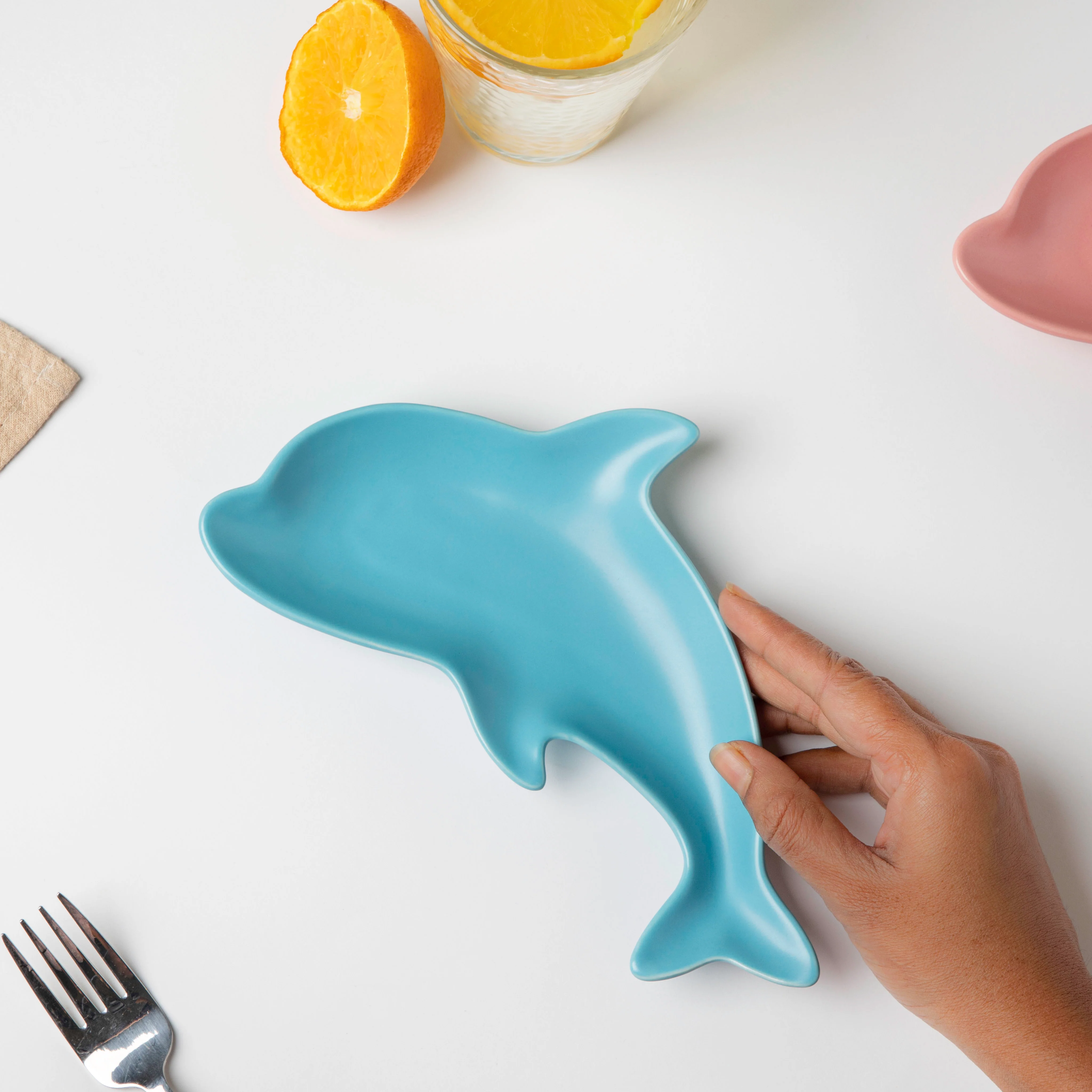 Ocean Blue Dolphin Snack Plate 8 Inch - Image 2