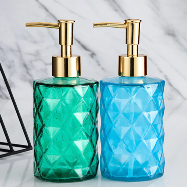 Ocean Blue Textured Glass Dispenser With Nozzle - Image 6