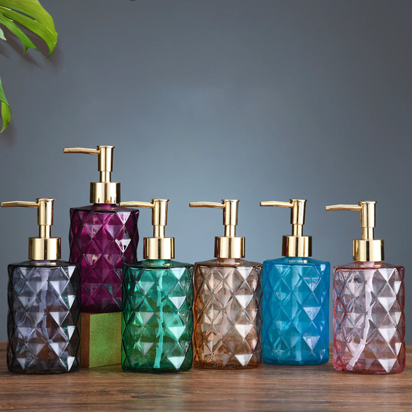Ocean Blue Textured Glass Dispenser With Nozzle - Image 8