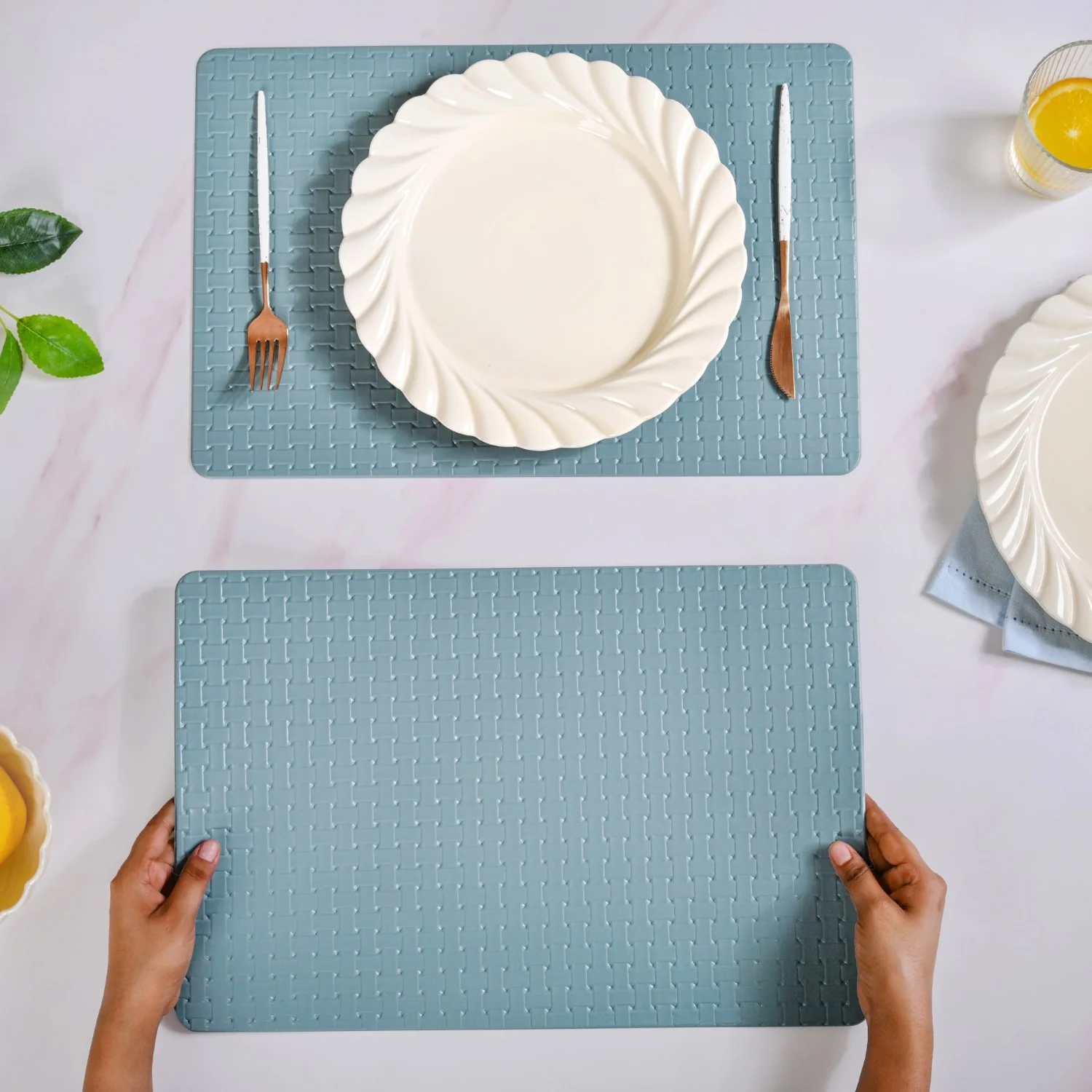 Ocean Blue Weave Placemat Set Of 6 - Image 2