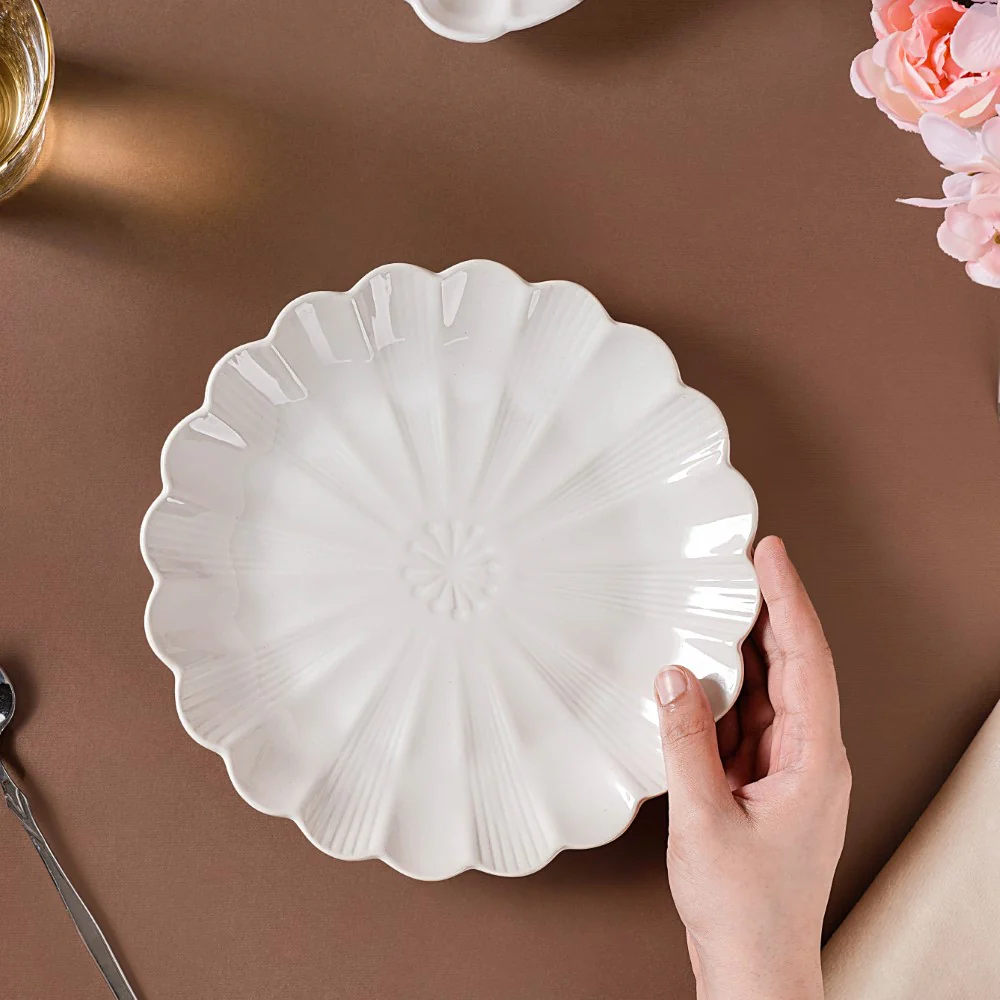 Ocean Ceramic Plate For Snacks 8 Inch White - Image 2