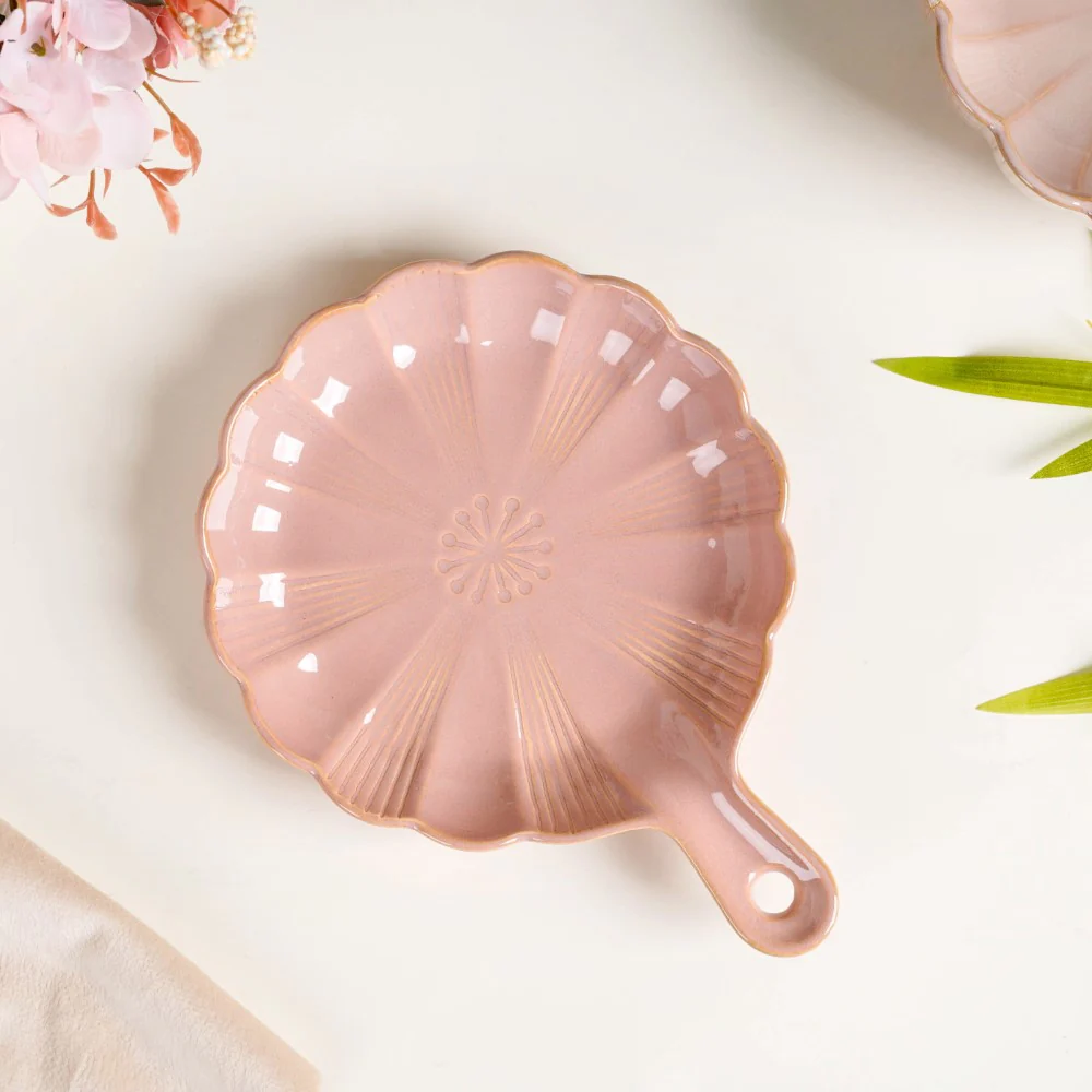 Ocean Round Plate with Handle Pink - Image 3
