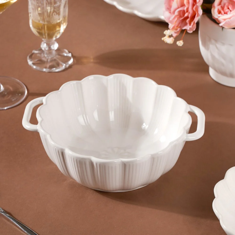 Ocean Serving Bowl with Handle White 600ml