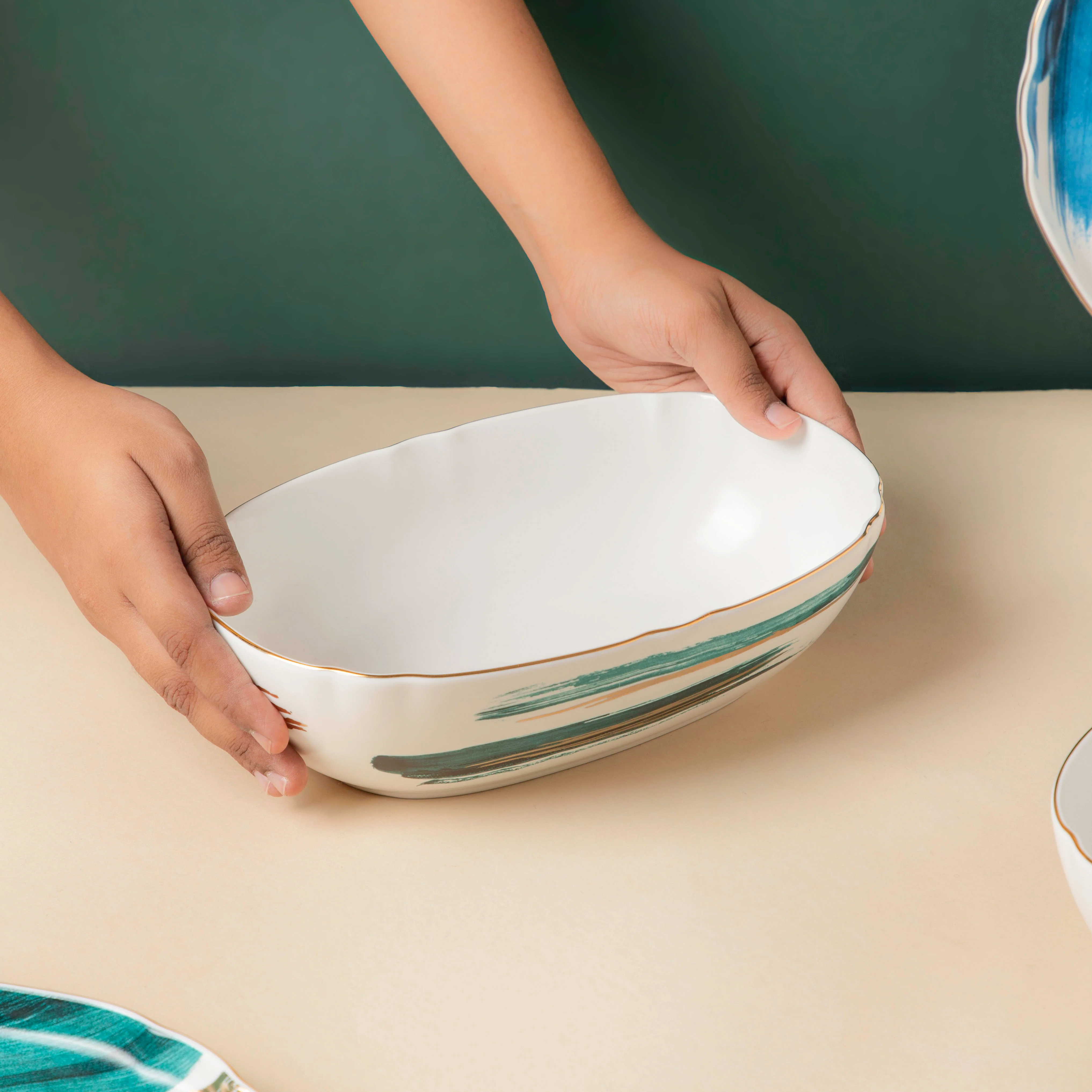 Oceanic Coastal Green Serving Bowl 10 Inch - Image 2