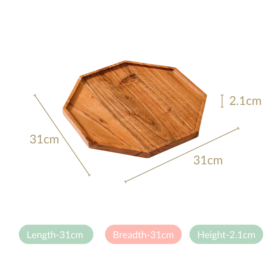 Octagon Wooden Snack Platter Large - Image 6
