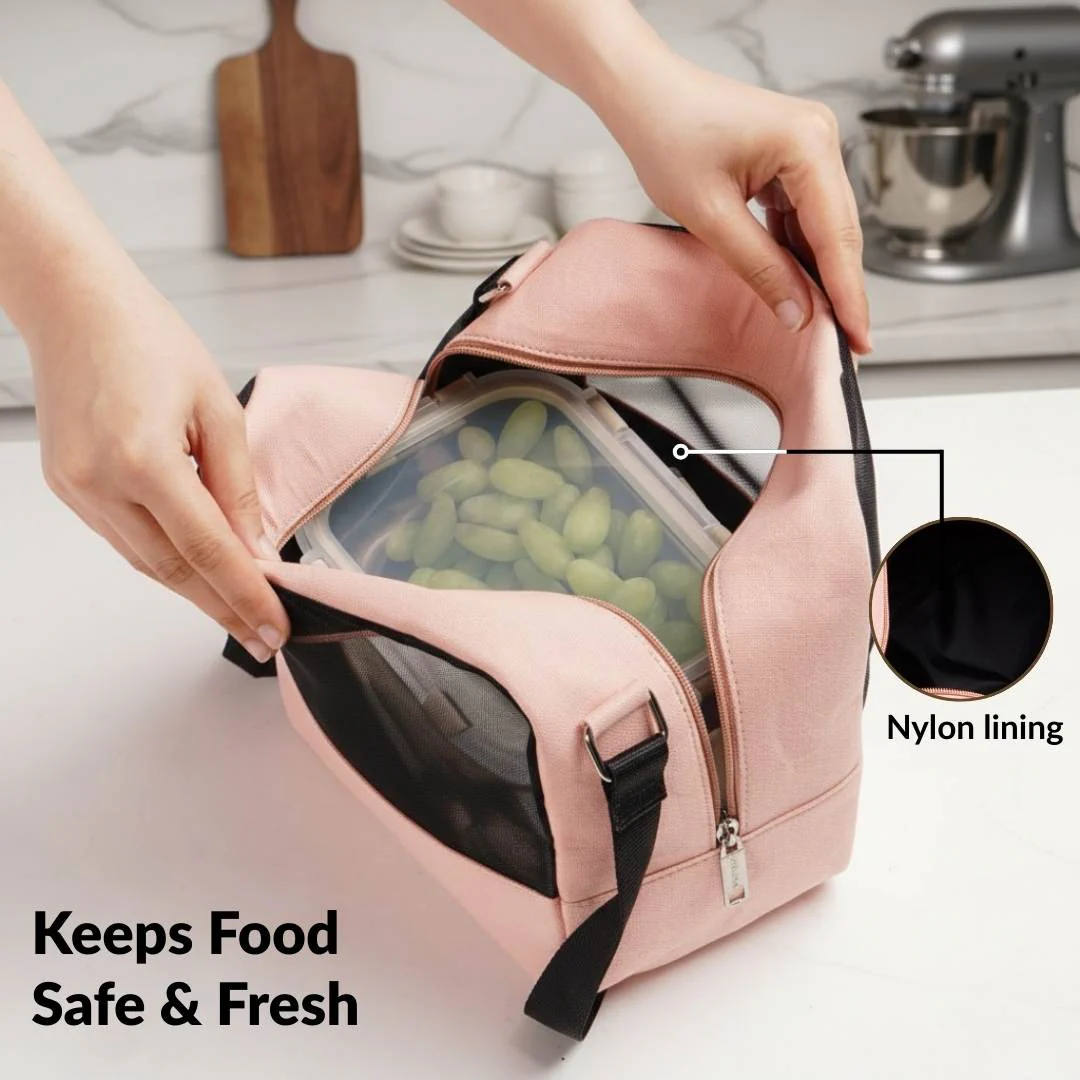 On The Go Mesh Lunch Bag Pink - Image 7