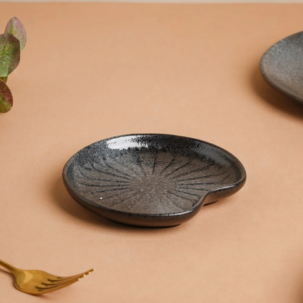 Onyx Finish Stoneware Dessert Plate Black - Image 7