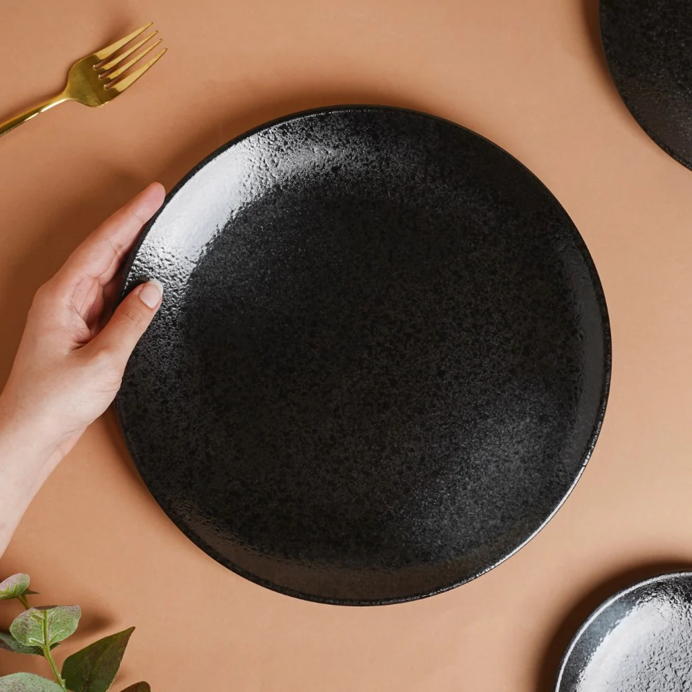 Onyx Finish Stoneware Dinner Plate Black 9.8 Inch - Image 4