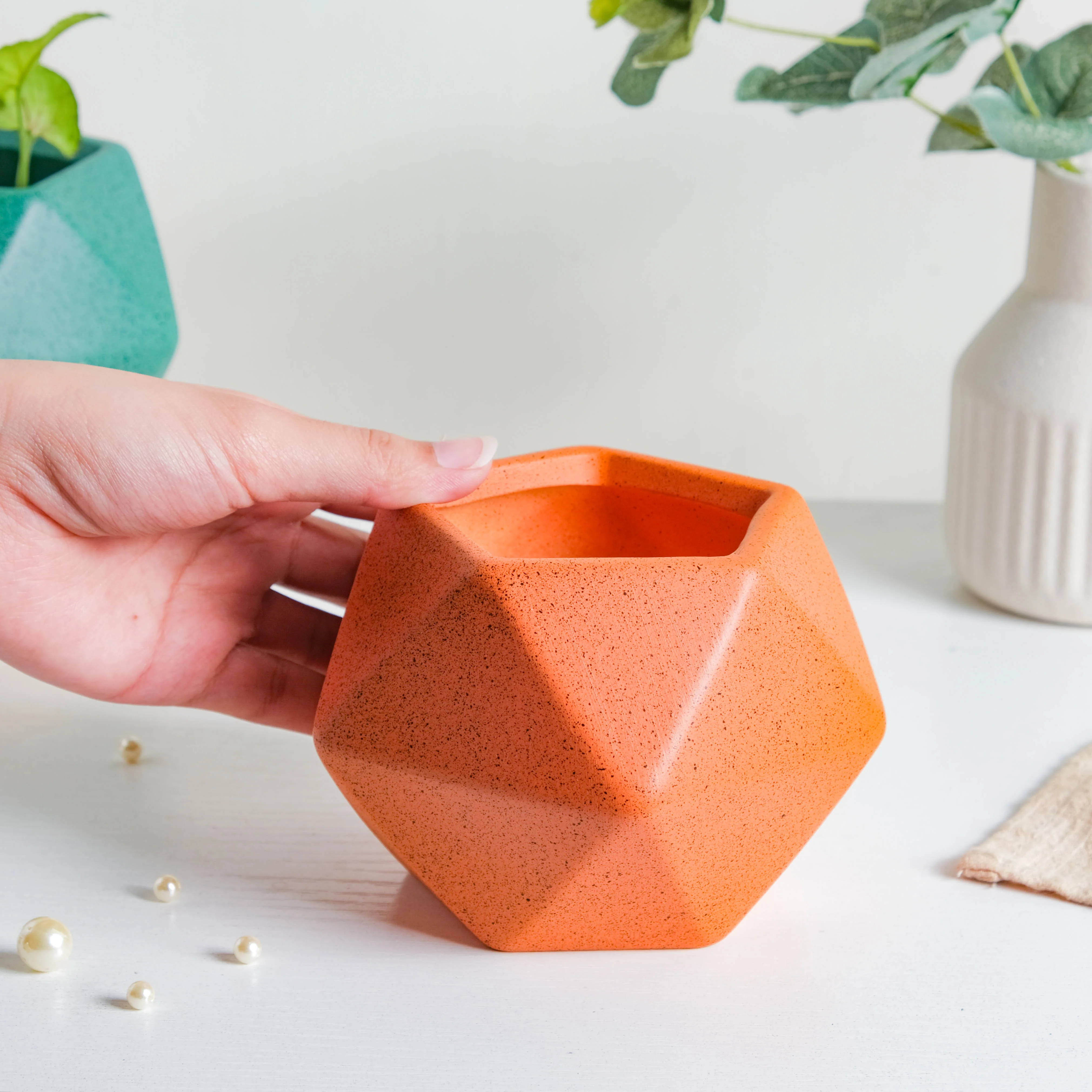 Orange Abstract Plant Pot - Image 2