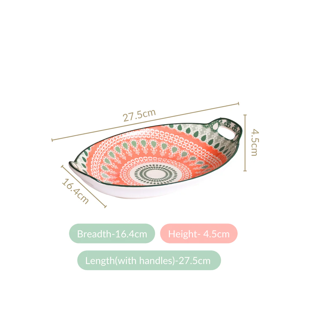 Orange And Green Mandala Snack Platter Set Of 2 - Image 4
