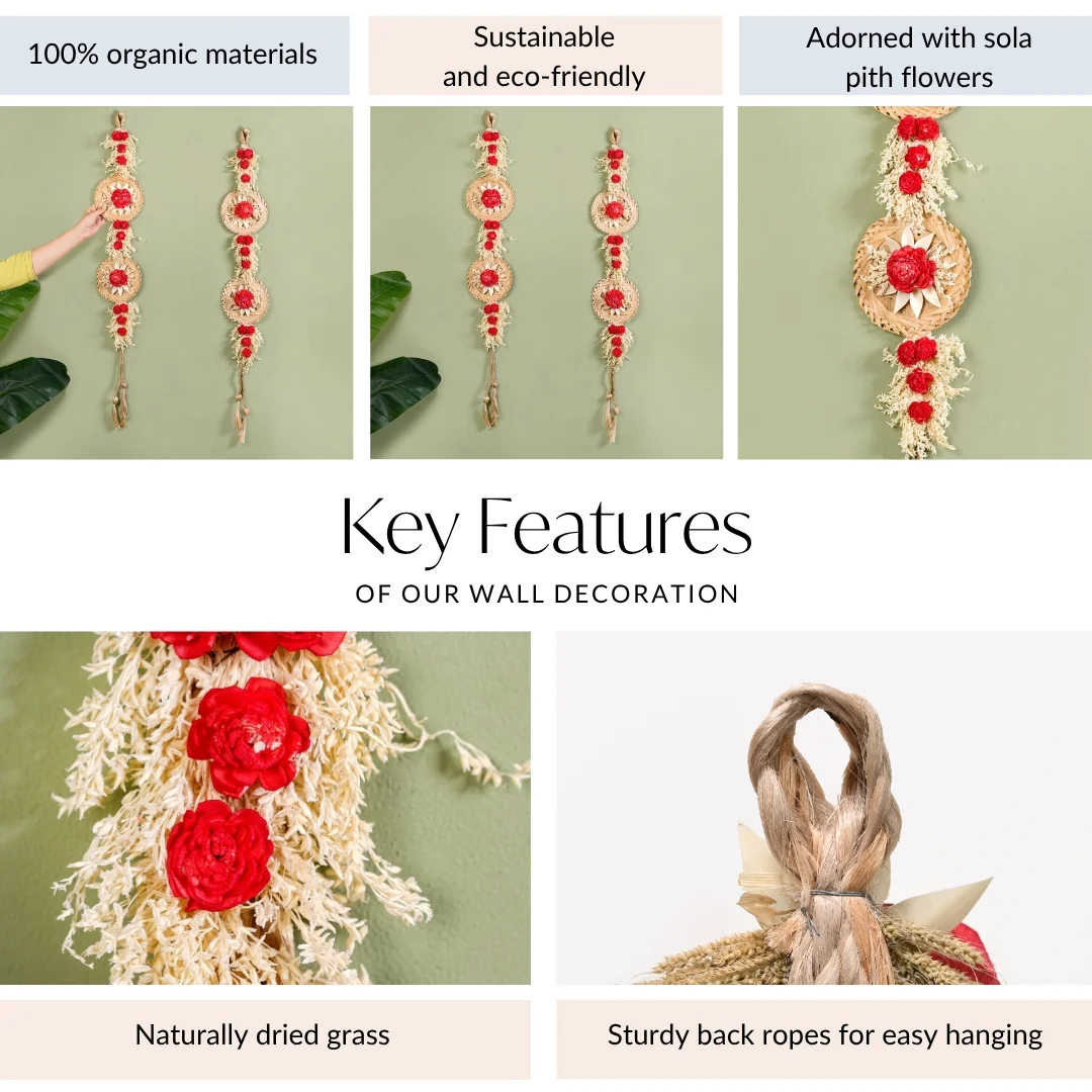 Organic Dried Flowers Wall Hanging Red Set Of 2 - Image 5