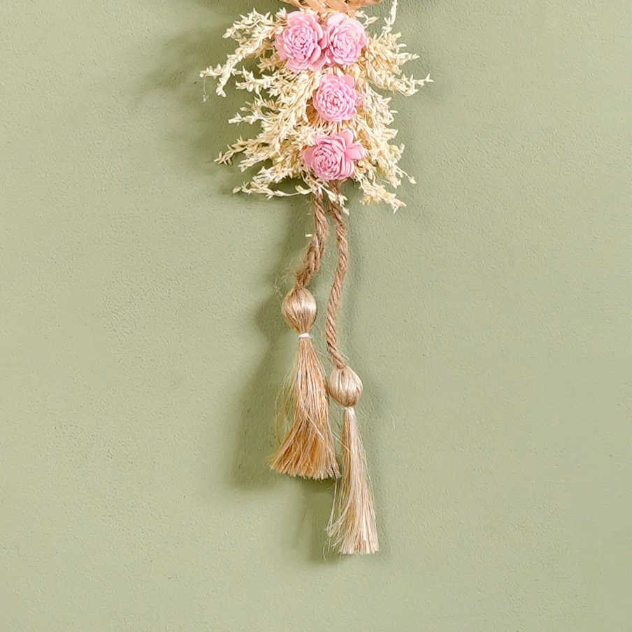 Organic Dried Grass Wall Hanging Light Pink Set Of 2 - Image 6